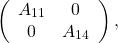 \[\left(\begin{array}{cc}A_{11}& 0\\ 0& A_{14}\end{array}\right),\]