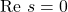 \mathrm{Re}~s=0