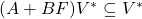 (A+BF)V^{\ast}\subseteq V^{\ast}