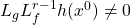 L_gL^{r-1}_fh(x^0)\not= 0